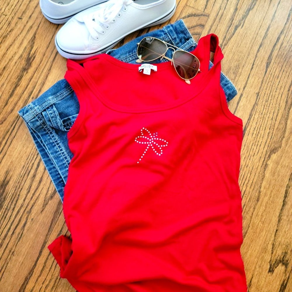 Upcycled Rhinestone Dragon Fly Tank Top
